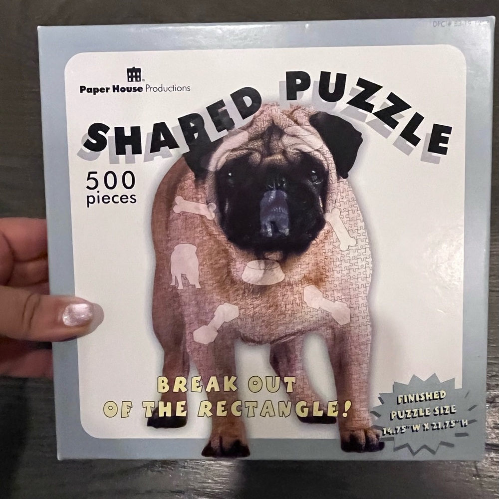 Pug dog shaped 500 piece puzzle, New